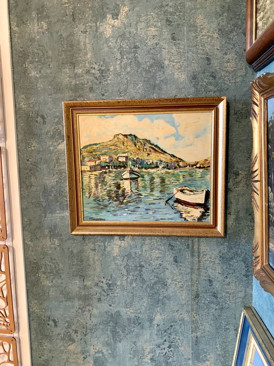 Sète - View of Mont Saint-Clair - 1970s - V. Fonquernie - Henri Portal Gallery – Paintings & Drawings, Wood (photo 3 of 15)