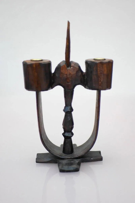 Image 1 of Bougeoirs en bois suédois de Taserud, 1955, lot de 2