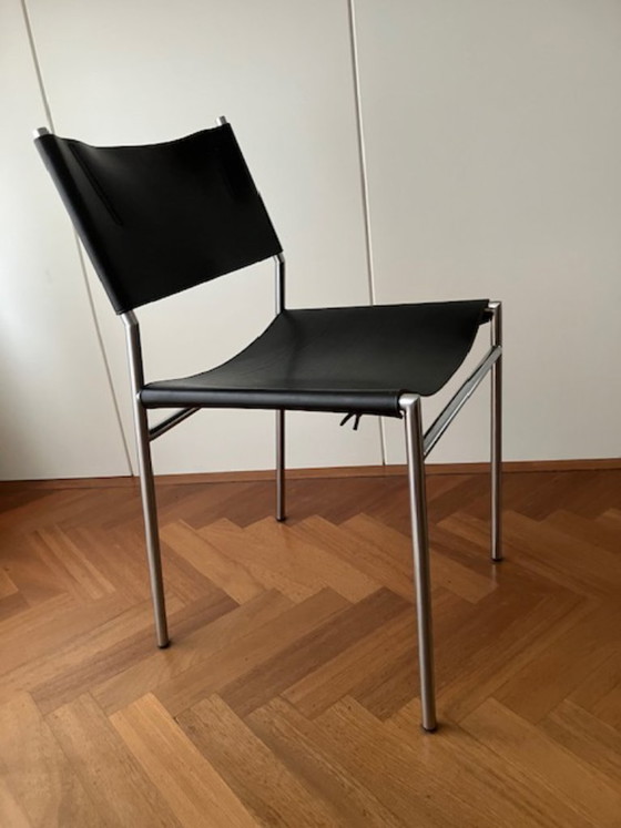 4 X Mart Visser SE06 Eetkamer Stoelen Van Zwart Tuigleer – Martin Visser, Chaises de salle à manger, Leather (photo 9 of 13)