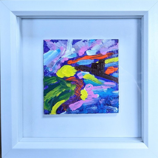 RIVER EXE TOPSHAM ORIGINAL ACRYLIQUE SUR TABLE NIGEL WATERS SIGNÉ 10x10cm