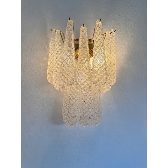 Image 1 of Set of 2 Modern “Conchiglie” Gold Murano Glass Wall Sconces