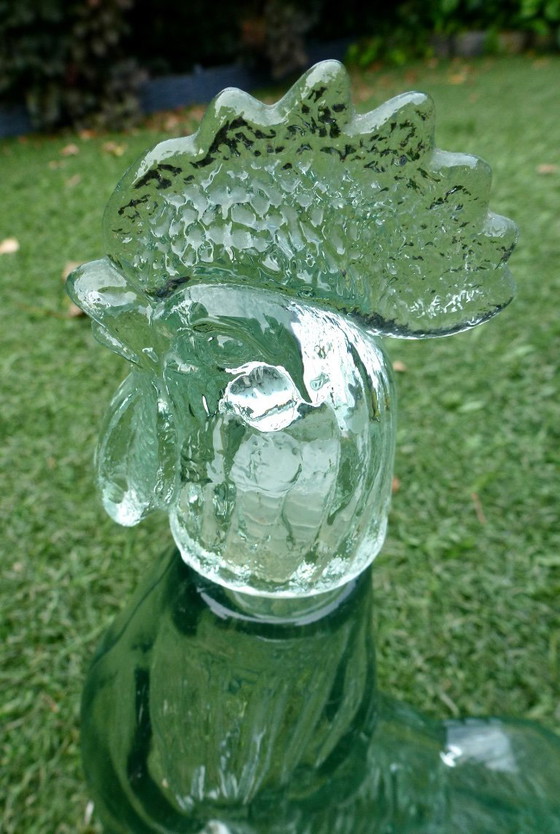 Image 1 of 2x Vintage Glazen karaffen in de vorm van Hond en Haan.