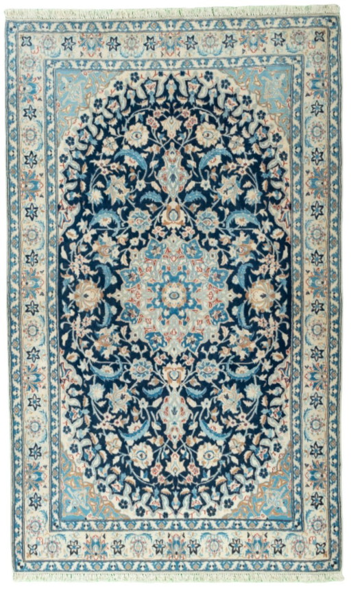 Hand-knotted Nain 9La oriental rug with silk content - 200 x 120 cm