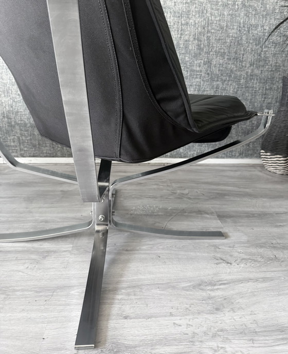 Image 1 of Fauteuil et repose-pieds Vintage Falcon – Sigurd Resell – Chrome