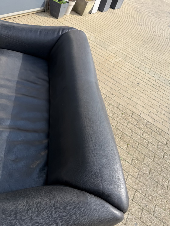 Image 1 of De Sede DS47 3-Sitzer in Büffelleder 5 mm NECK Schwarzes Leder, ausziehbarer Sitz