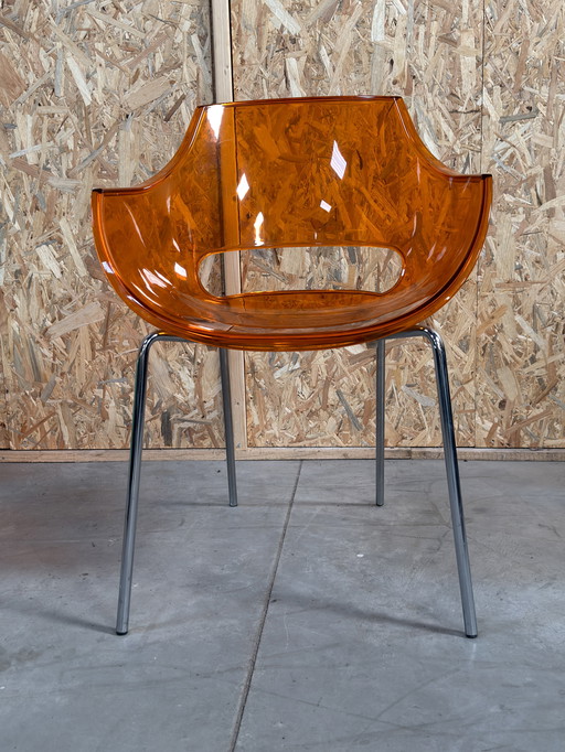 5 x Papatya - Opal Wox Dining Chair Orange Transparent
