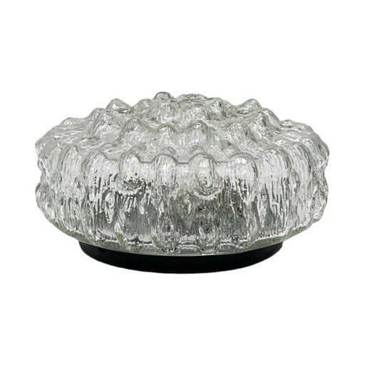 Lámpara de techo de cristal, aplique de pared RZB 32310 con motivo floral / Cristal de hielo, Alemania, década de 1970.