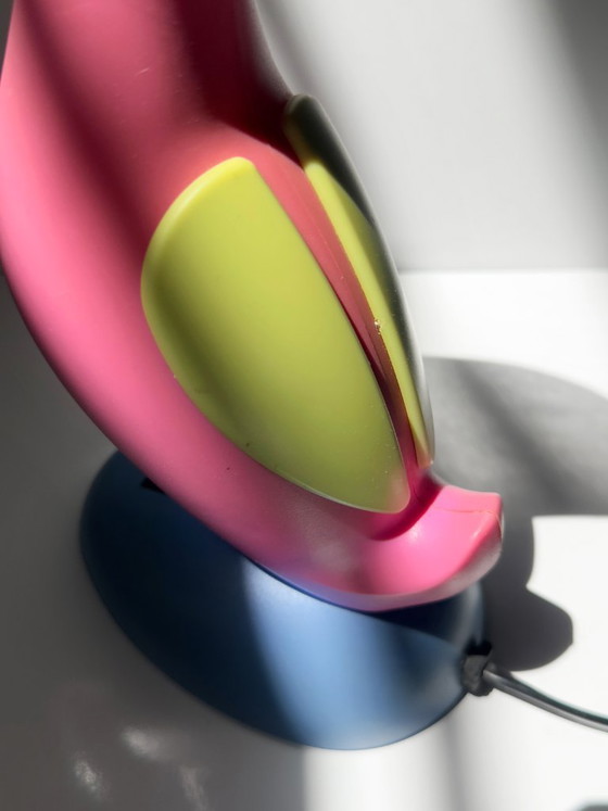 Image 1 of Flamingo table lamp, 80s postmodern, toucan lamp, Memphis Milano, 1980s pink pop art, Miami Vice, Art Deco Revival