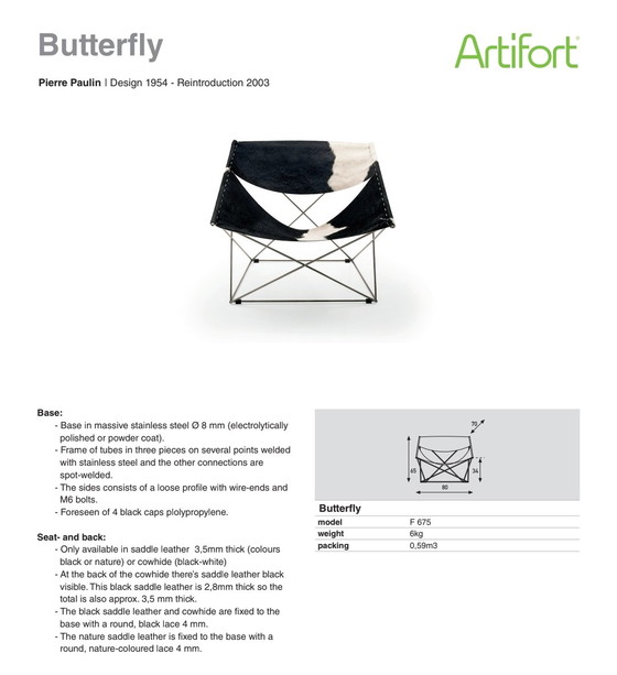 Image 1 of Original Artifort F675 Schmetterling # markiert