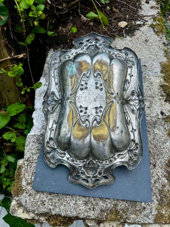 Silvered plateau Art Nouveau Jugendstil 19th century – Table accessories, Metal (photo 3 of 5)