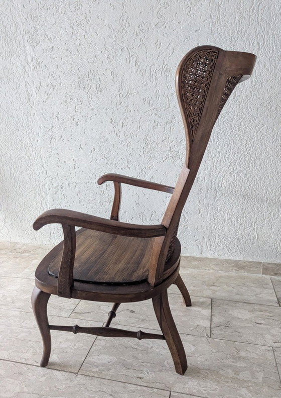 Image 1 of Poltrona antica in noce e canna di Gio Ponti di ispirazione italiana