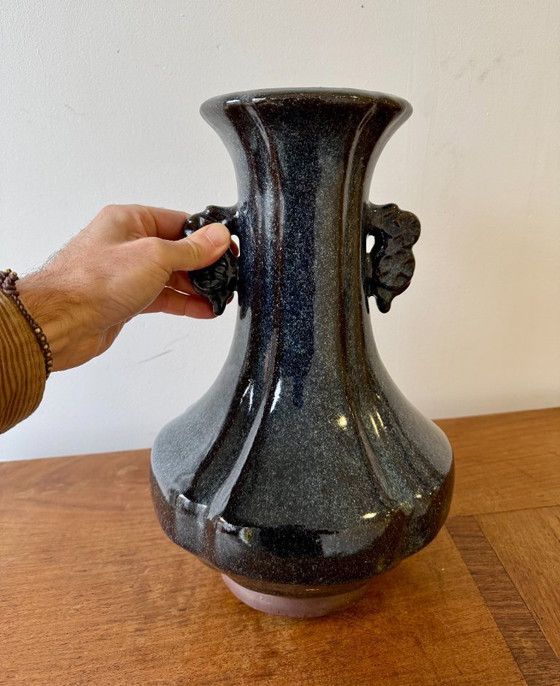 Image 1 of Jarrón de cerámica de estudio chino con esmalte flameado