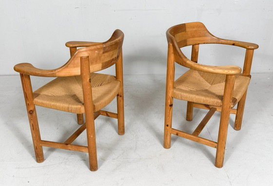 Image 1 of Rainer Daumiller & Poultries Pedersen für Grammrode 4 Stühle / Esszimmerstühle, Kiefer, Papierkordel, 1970er Jahre, Dänemark