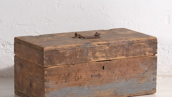 Piccola cassa antica con patina grigia (c.1920) #1 – Armadi contenitori, Rustic (photo 3 of 40)