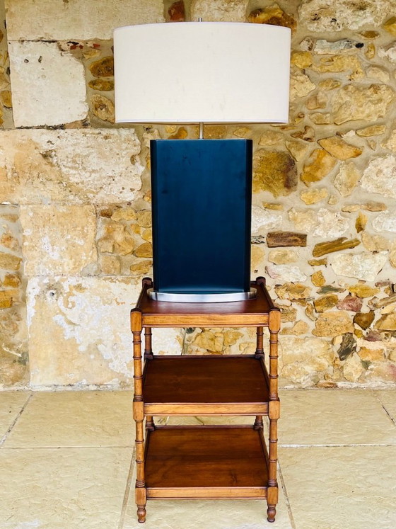 Image 1 of Three-Tiered, Walnut Turned Wood, Faux Bamboo, Side Table, 1930s