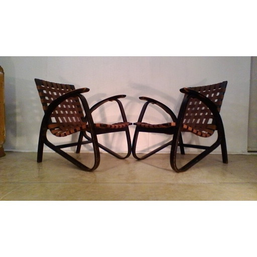 Ensemble de 2 fauteuils en hêtre par Jan Vaněk - années 1930