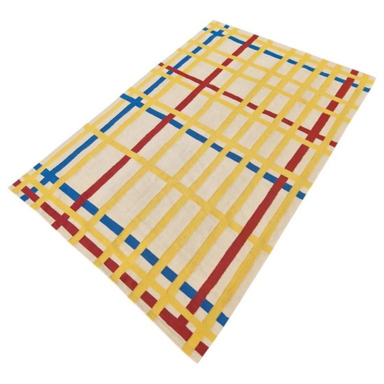 Tapisserie tissée à la main Piet Mondrian New York City | Laine | 254 × 169 cm (100 × 67 po) – Wool (photo 5 of 9)