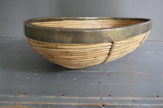 Image 1 of Ciotola/cestino vintage in rattan Gabriella Crespi ovale