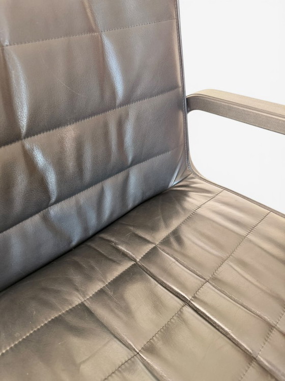 Image 1 of Richard Sapper bureaustoel voor Knoll - Zwart leer op glijders, circa 1979