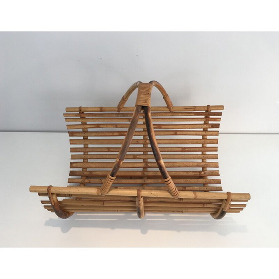 Image 1 of Vintage rattan firewood holder, 1970