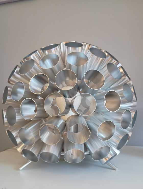 Lampe vintage Space Age en aluminium sur pieds de Kenwell années 90. Lampe de design rare (photo 6 of 6)