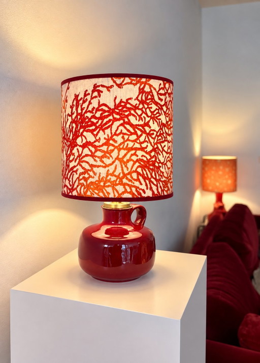 Cordless upcycled Table Lamp from 60s Vintage Vase – tafellampen, Ceramic, Cotton (photo 2 of 14)
