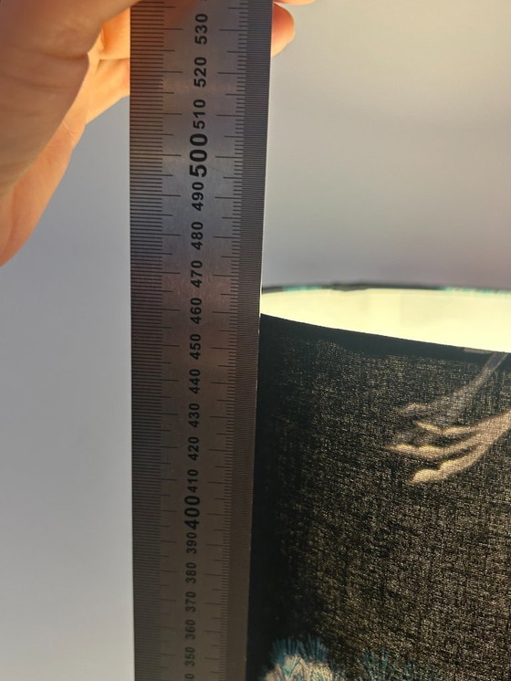 Image 1 of Lampe vase fabriquée à partir d'un vase pagode par Scheurich – début des années 1970 | Abat-jour en tissu japonais