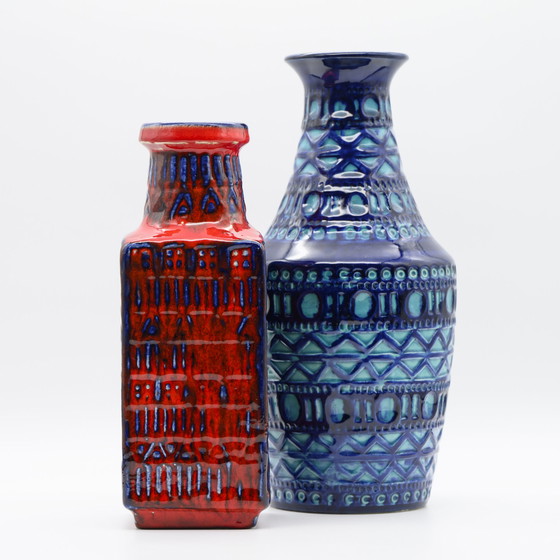 Image 1 of Vase Retro BAY Céramique DUO 606-30 + 70-25 Fat Lava Vintage 60s WGP Mid Century