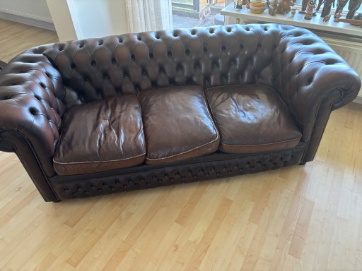 Beautiful Original Springvale Chesterfield – 2 zitsbanken, Leather, Wood
