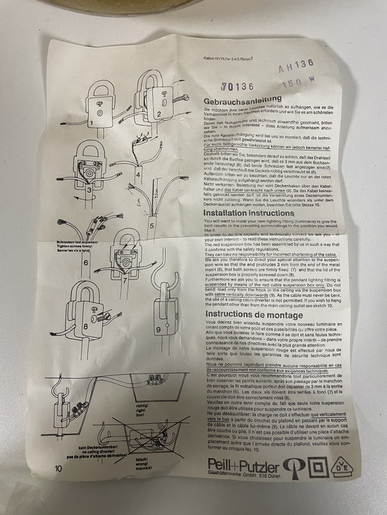 Image 1 of Novità! Lampada a sospensione a sfera in vetro ambrato Peill und Putzler degli anni '70