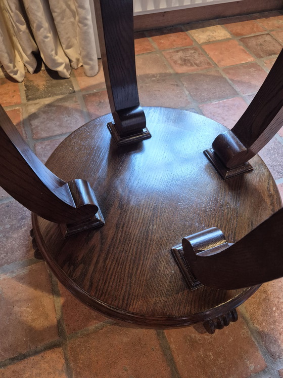 Image 1 of Runder Säulentisch der Amsterdamer Schule, Guéridon, Art déco, 80 cm hoch. Teetisch, Weintisch, Präsentationstisch