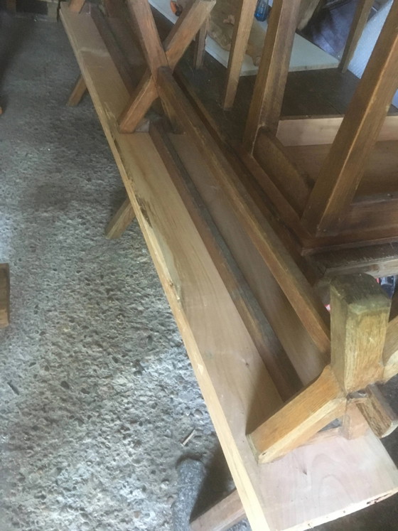 Coppia di panche in rovere e ciliegio 250x29x45 – Vintage (photo 11 of 18)