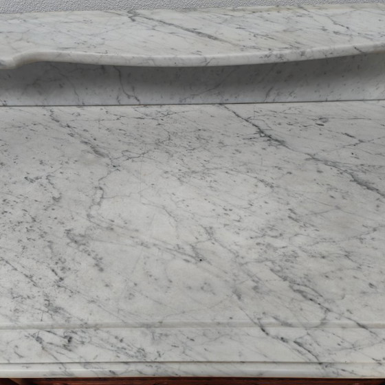 Image 1 of Commode ancienne de salle de bain avec plateau en marbre