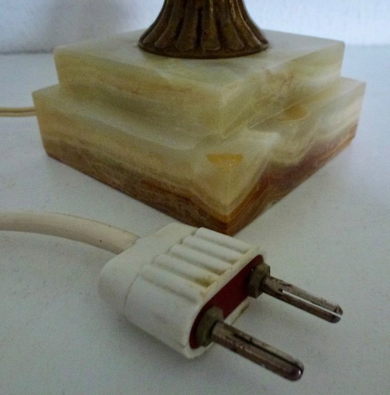 Image 1 of Base per lampada da tavolo vintage in marmo e onice.