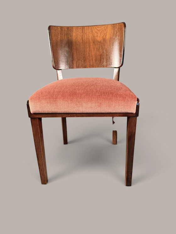 Set of six German Dining chairs, Walnut, circa 1940/50 – Textile (photo 3 of 10)