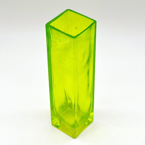 Image 1 of Vierkante groene Murano glazen vaas, 1960