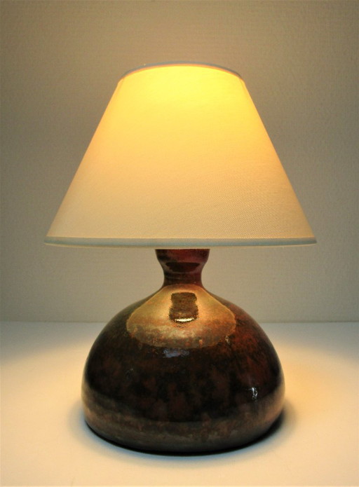 Fontgombault lamp, glazed stoneware, signed
