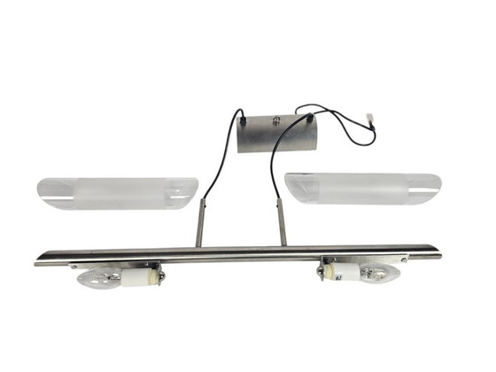 Image 1 of Hala Zeist - hanglamp - rvs - gesatineerd glas - 80's 