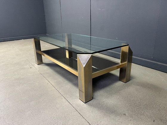 Image 1 of Table basse vintage plaquée or 23 carats de Belgochrom, années 1970