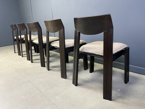 Image 1 of Satz von 5 brutalistischen Esszimmerstühlen, 1970er Jahre
