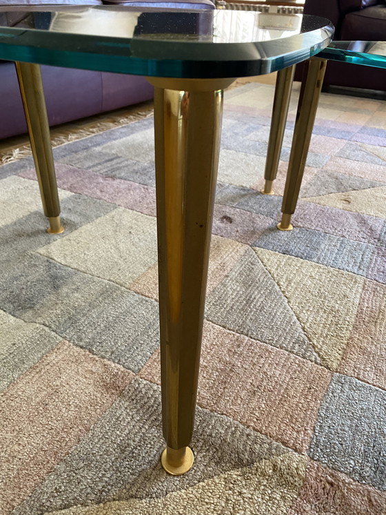 Image 1 of Un elegante tavolino da caffè WK 825; ottone lucido e vetro cristallo