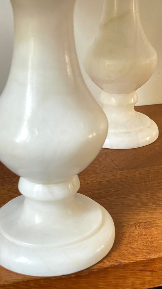 Image 1 of Pair of Vintage Alabaster Lamps
