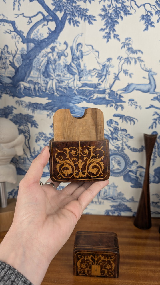 Image 1 of Porta carte in legno e intarsi, decorazione rinascimentale, periodo Napoleone III