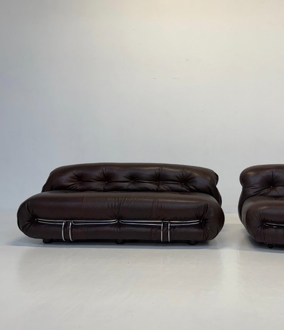 Image 1 of Cassina Soriana 2 Posti di Afra & Tobia Scarpa | Pelle di cioccolato | Ottime condizioni