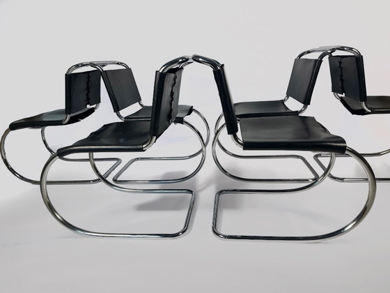 Image 1 of Set of 6 MR10 Dining Chairs — Ludwig Mies van der Rohe, attr. Knoll, c. 1970s