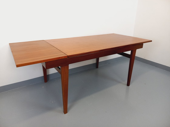 Image 1 of Table à Manger Scandinave Vintage des Années 50 60 en Teck avec Rallonge