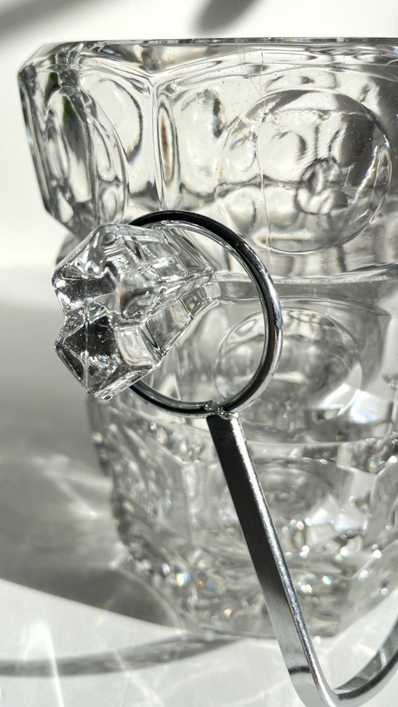 Image 1 of SEAU à Glace Cristal Ciselé et PINCE Vintage