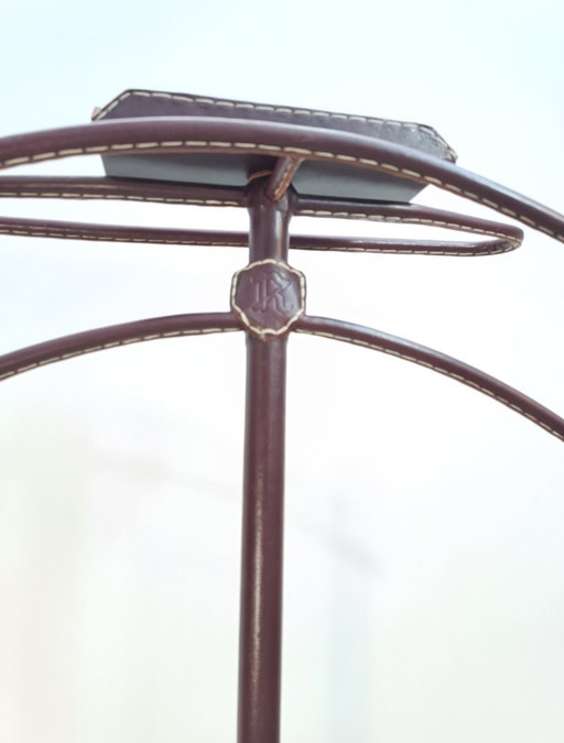 Leather sheathed bedroom valet by Jacques Adnet 1950s