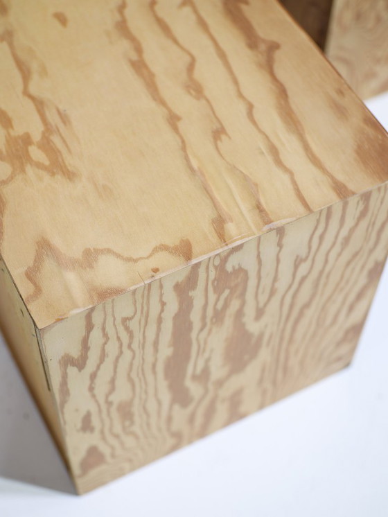 Image 1 of 2 meubles muraux pour disques vinyles, en pin, style vintage danois