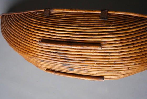 Image 1 of Grote rotan fruitmand, jaren 70